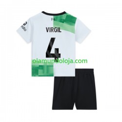 Camisola Liverpool Virgil van Dijk 4 Criança Equipamento Segundo 2023-2024 Manga Curta